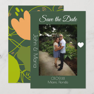 Abstract Cactus Shapes Pattern Save the Date Invitation