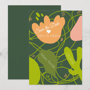 Abstract Cactus Shapes Save the Date Invitation