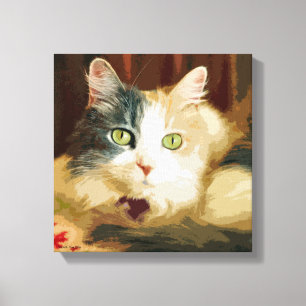 Abstract Calico Cat Canvas Print