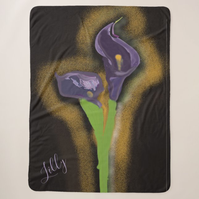 Abstract Calla Lily Stipple-Art  Sherpa Blanket (Front)