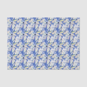 Abstract camomiles on a blue background. tissue paper