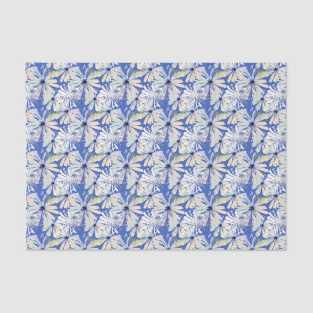 Abstract camomiles on a blue background. tissue paper (Front)