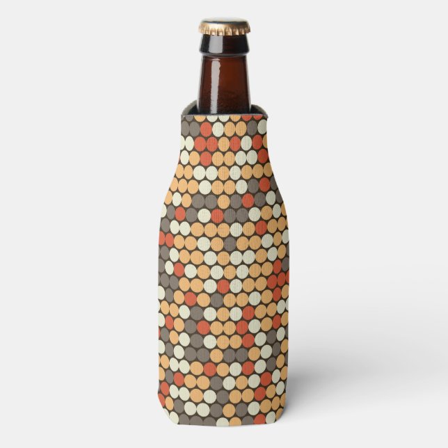 Abstract Camouflage design with retro dots Bottle Cooler (Bottle Front)