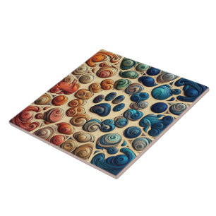 Abstract canine dog paw print with passion tile