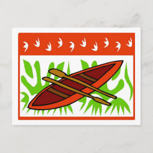 Abstract Canoe Christmas Holiday Postcard