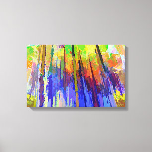 Abstract Canvas of Trees in Vivid Colours Print