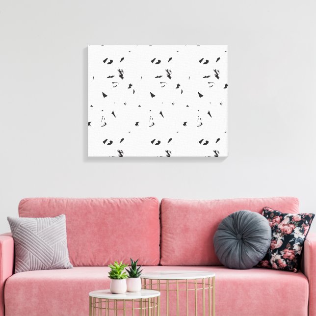 Abstract Canvas Wall Art Black White Minimal Decor (Insitu(LivingRoom))