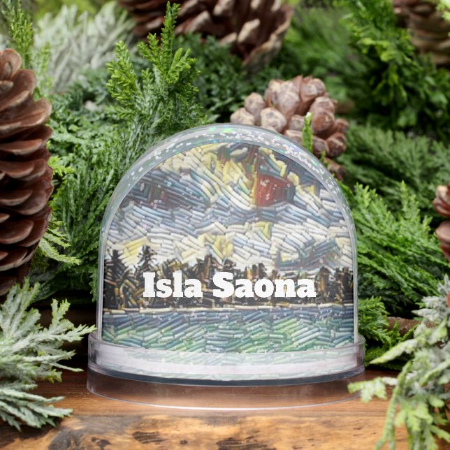 Abstract Caribbean Beach Brick Art Isla Saona Snowglobe (Winter)