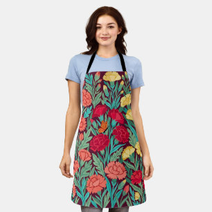 Abstract Carnations Butterflies Apron