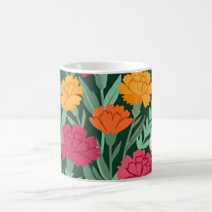Abstract Carnations Butterflies Coffee Mug