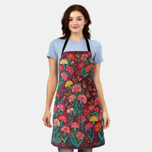 Abstract Carnations & Butterflies Garden Apron