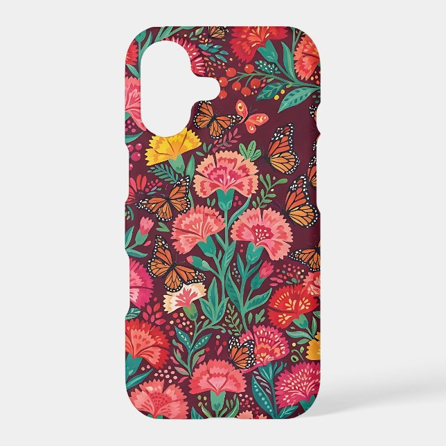 Abstract Carnations Butterflies iPhone Cases (Back)