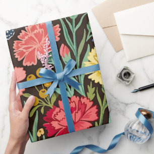 Abstract Carnations Butterflies Wrapping Paper