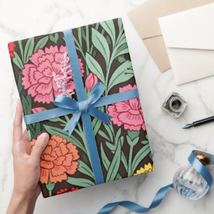 Abstract Carnations Butterfly Wrapping Paper