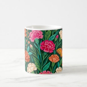 Abstract Carnations Garden Butterflies Coffee Mug