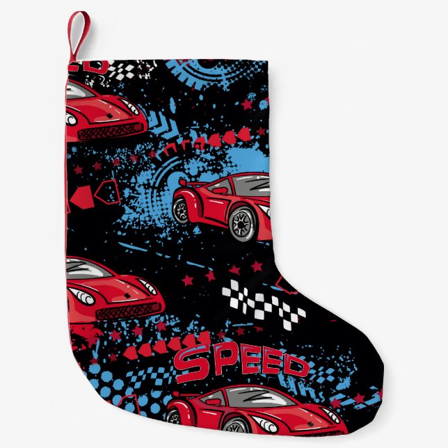 Abstract cars, grunge childish pattern. small christmas stocking (Front)