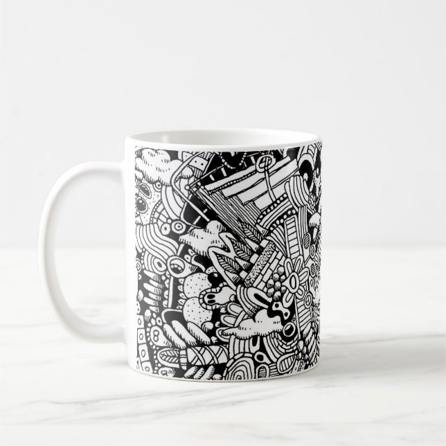 Abstract Cartoon Detailed Illustration Coffee Mug (Left)
