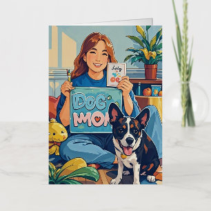 Abstract Cartoon dog mum puppy Foil Greeting Card