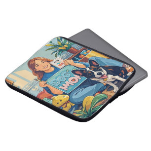 Abstract Cartoon dog mum puppy Laptop Sleeve