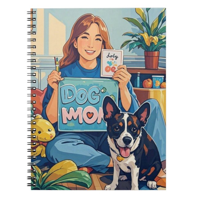 Abstract Cartoon dog mum puppy Notebook (Front)