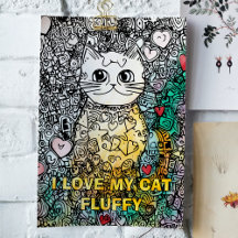 Abstract Cat Adult Colouring Poster