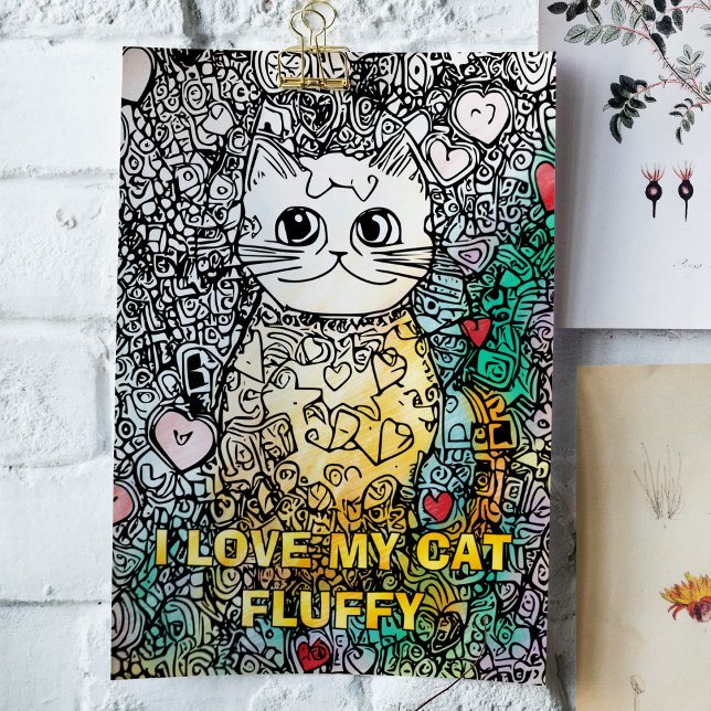 Abstract Cat Adult Colouring Poster (Creator Uploaded)
