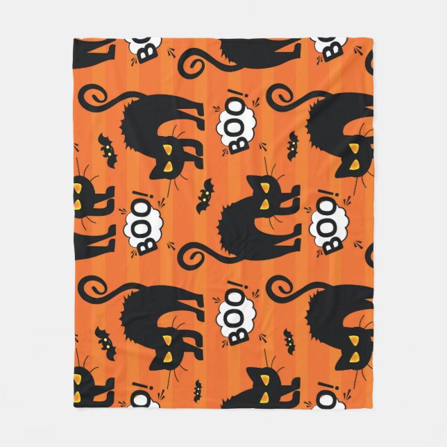 Abstract cat, cloud, Halloween pattern Fleece Blanket (Front)