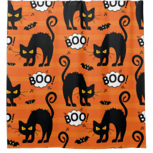 Abstract cat, cloud, Halloween pattern Shower Curtain