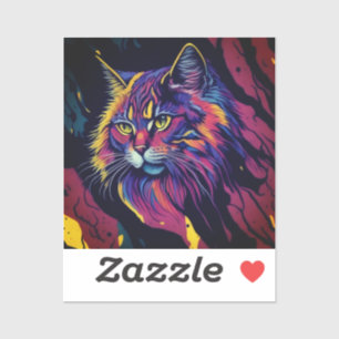 Abstract Cat Design Custom-Cut Vinyl Sticker