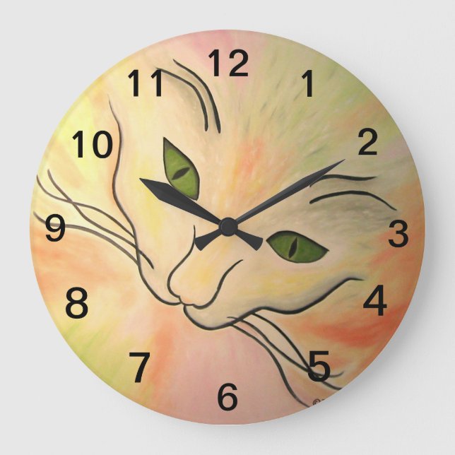 Abstract Cat Face Large Clock (Front)