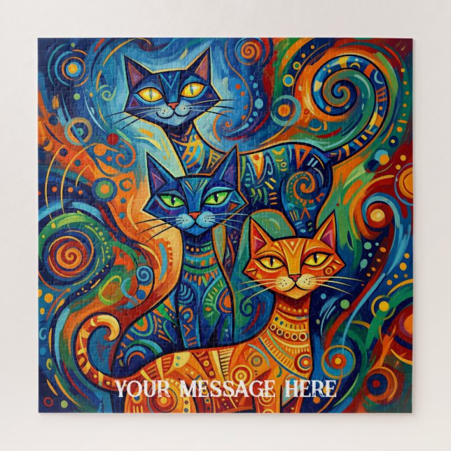 Abstract cat family portrait  jigsaw puzzle (Vertical)