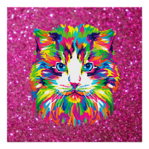 Abstract Cat Illustration Poster