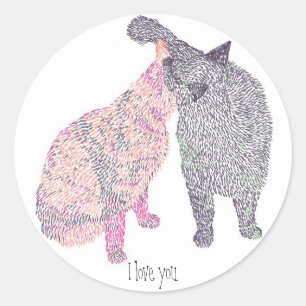 Abstract Cat kiss 1, I love you. stickers