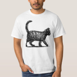 Abstract Cat Line Art Minimalist Scribble Cat  Mod T-Shirt