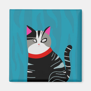 Abstract Cat Magnet
