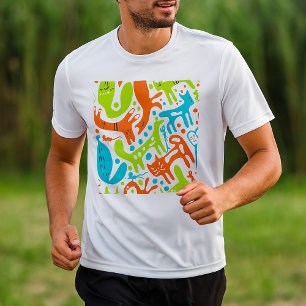 Abstract Cat Pattern Whimsical Modern Pet Art  T-Shirt