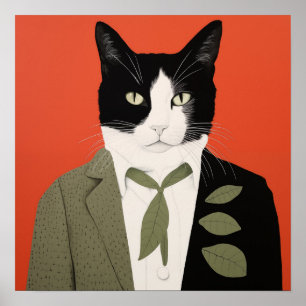 Abstract Cat Poster