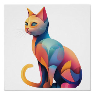Abstract Cat Poster