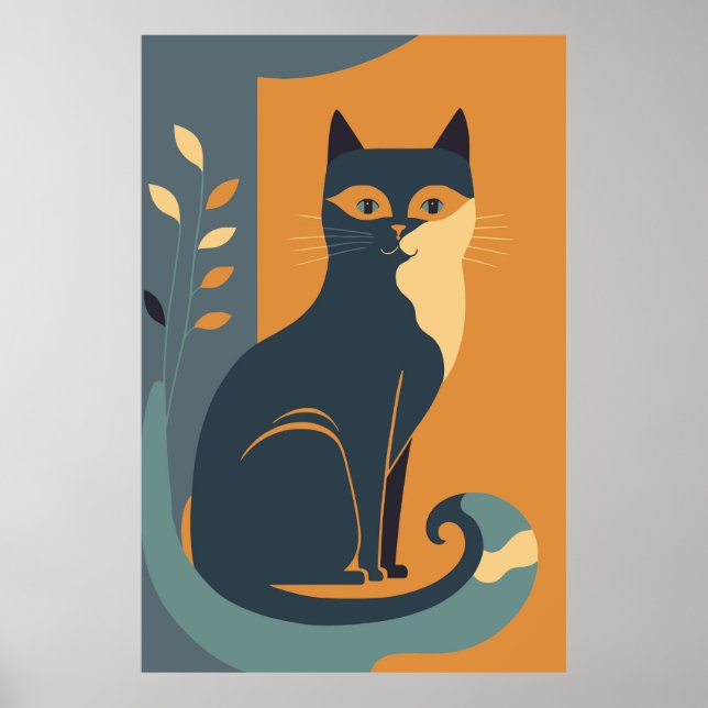 Abstract Cat Print Poster Home Decor (Front)