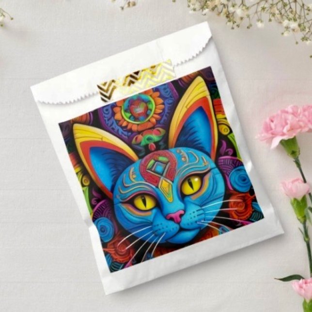 Abstract Cat With Yellow Eyes Favour Bags (Creator Uploaded)