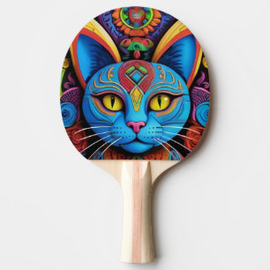 Abstract Cat With Yellow Eyes Ping Pong Paddle