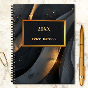 Abstract Celestial Black Gold Planner