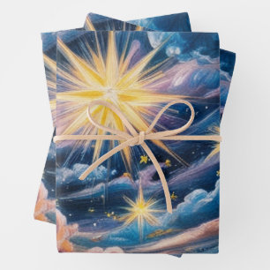 Abstract Celestial Stars and Clouds  Wrapping Paper Sheet