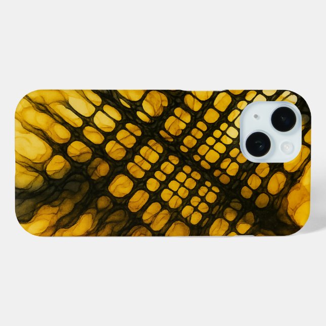 Abstract Cellular Grid in Yellow and Black Case-Mate iPhone Case (Back (Horizontal))