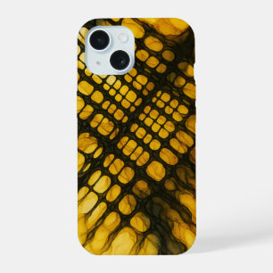 Abstract Cellular Grid in Yellow and Black iPhone 15 Case