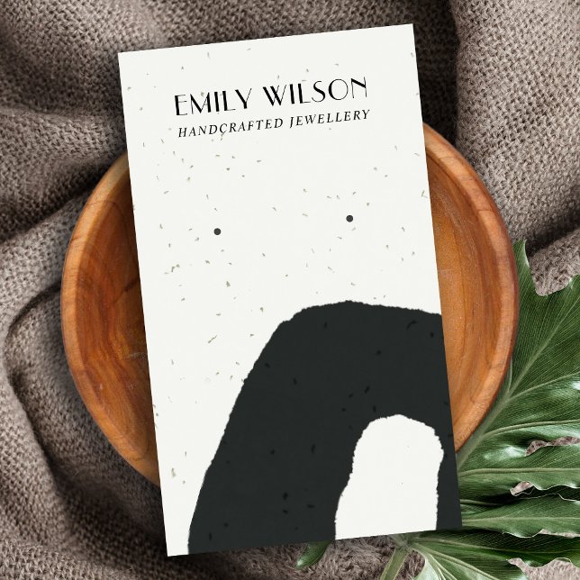 ABSTRACT CERAMIC BLACK WHITE STUD EARRING DISPLAY BUSINESS CARD (Creator Uploaded)