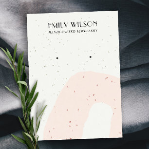 ABSTRACT CERAMIC BLUSH PEACH STUD EARRING DISPLAY BUSINESS CARD