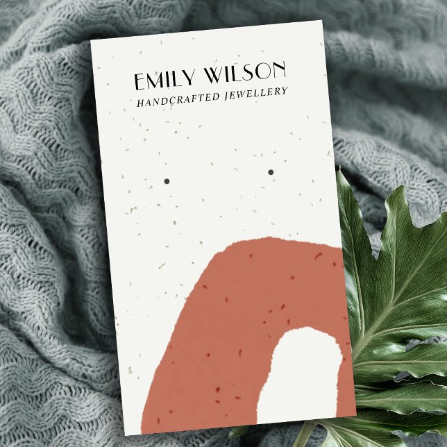 ABSTRACT CERAMIC BLUSH PEACH STUD EARRING DISPLAY BUSINESS CARD (Creator Uploaded)