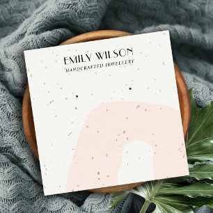 ABSTRACT CERAMIC BLUSH PEACH STUD EARRING DISPLAY SQUARE BUSINESS CARD