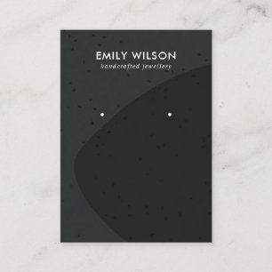 ABSTRACT CERAMIC GREY BLACK STUD EARRING DISPLAY BUSINESS CARD